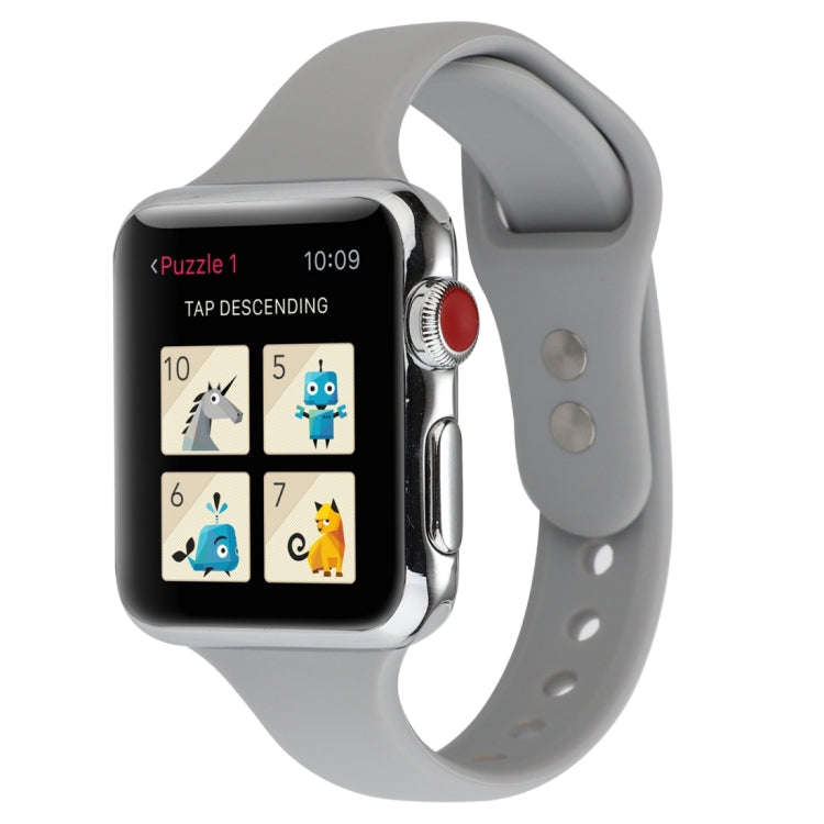 For Apple Watch Series 8&7 41mm / SE 2&6&SE&5&4 40mm / 3&2&1 38mm Thin Silicone Double Buckle Wat...