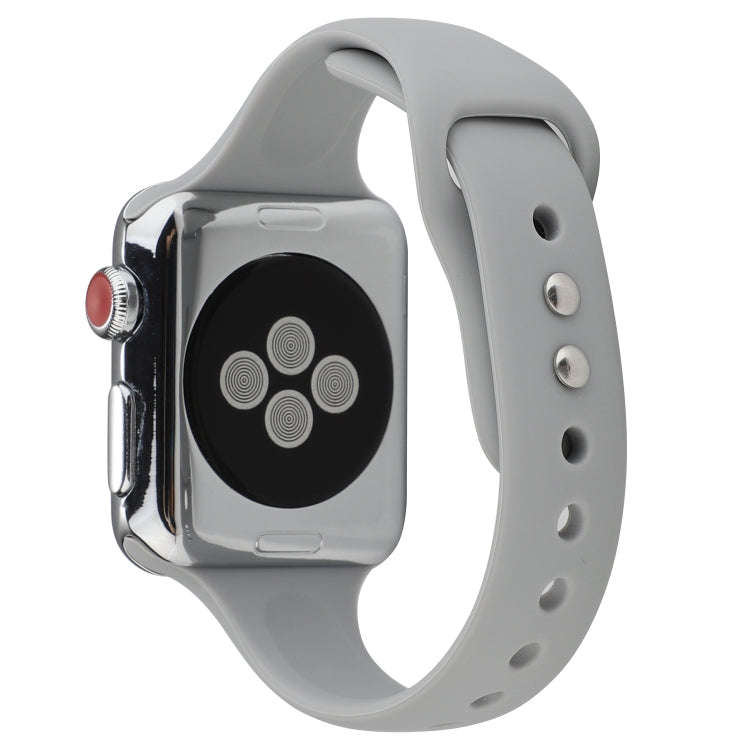 For Apple Watch Series 8&7 41mm / SE 2&6&SE&5&4 40mm / 3&2&1 38mm Thin Silicone Double Buckle Wat...