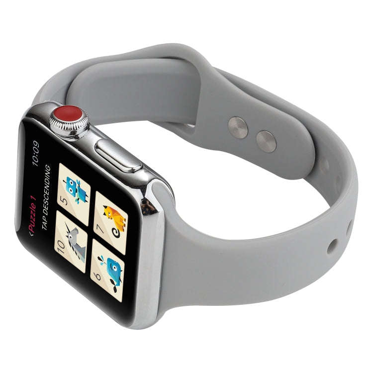 For Apple Watch Series 8&7 41mm / SE 2&6&SE&5&4 40mm / 3&2&1 38mm Thin Silicone Double Buckle Wat...