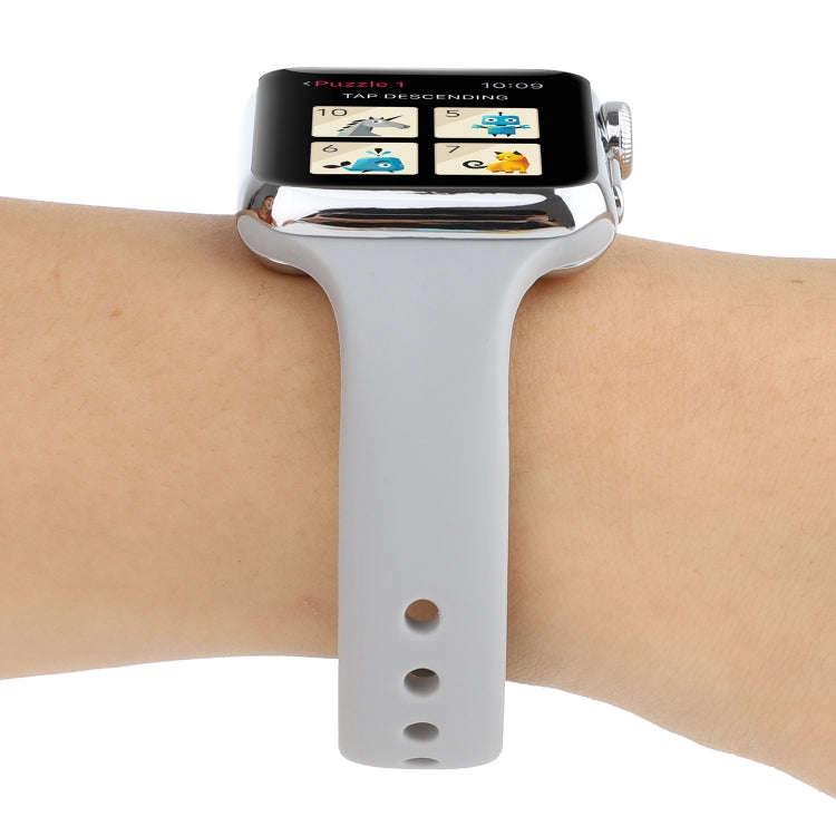 For Apple Watch Series 8&7 41mm / SE 2&6&SE&5&4 40mm / 3&2&1 38mm Thin Silicone Double Buckle Wat...