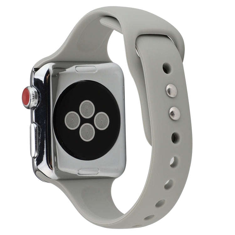 For Apple Watch Series 7 41mm / 6 & SE & 5 & 4 40mm / 3 & 2 & 1 38mm Thin Silicone Double Buckle ...