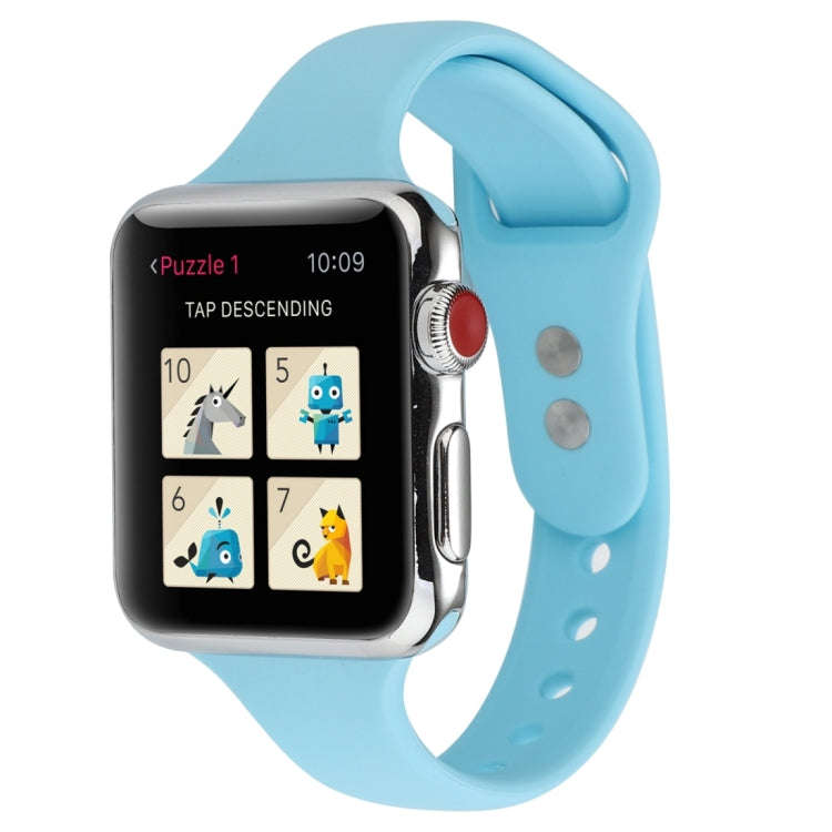 For Apple Watch Series 8&7 41mm / SE 2&6&SE&5&4 40mm / 3&2&1 38mm Thin Silicone Double Buckle Wat...