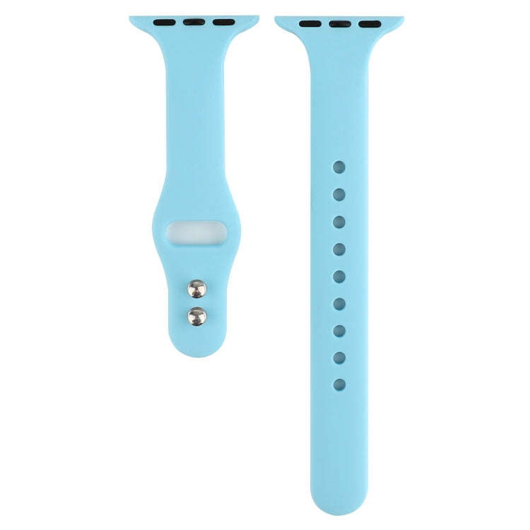 For Apple Watch Series 8&7 41mm / SE 2&6&SE&5&4 40mm / 3&2&1 38mm Thin Silicone Double Buckle Wat...