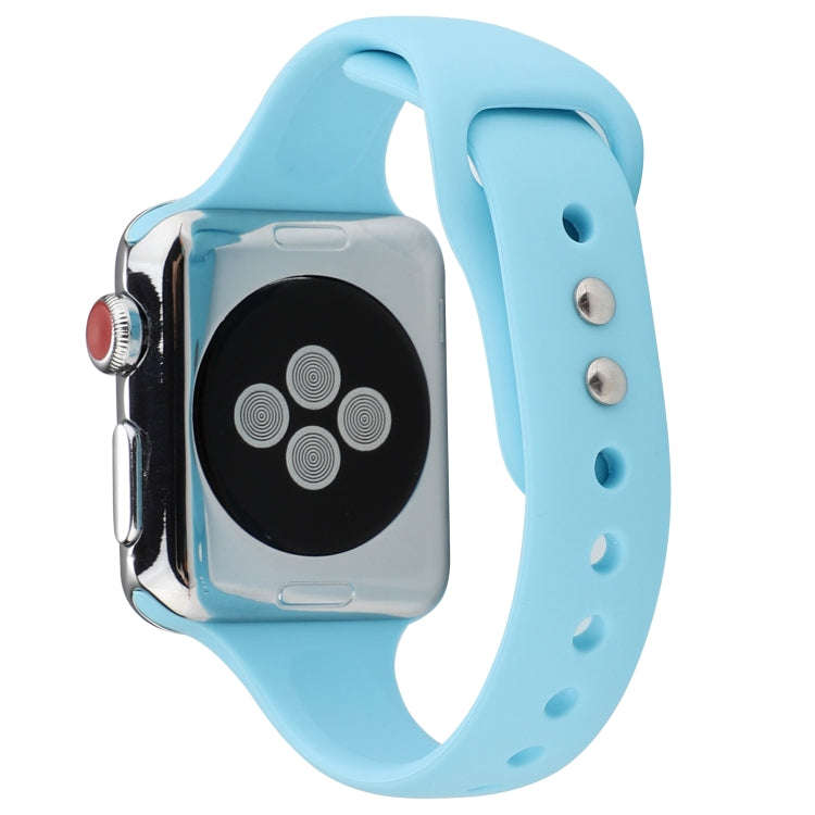 For Apple Watch Series 8&7 41mm / SE 2&6&SE&5&4 40mm / 3&2&1 38mm Thin Silicone Double Buckle Wat...