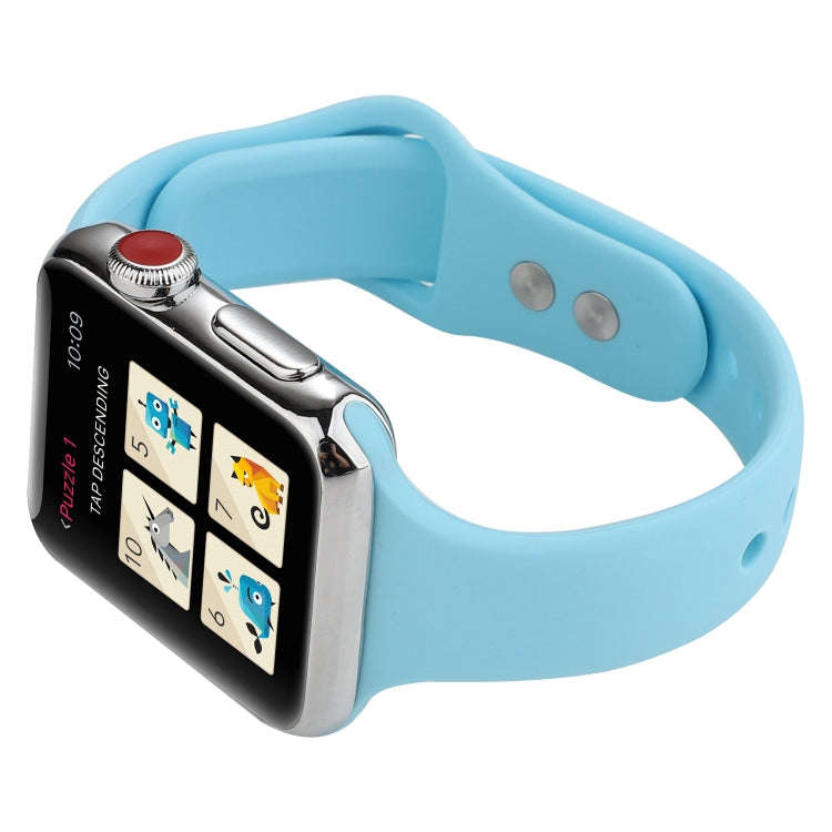 For Apple Watch Series 8&7 41mm / SE 2&6&SE&5&4 40mm / 3&2&1 38mm Thin Silicone Double Buckle Wat...