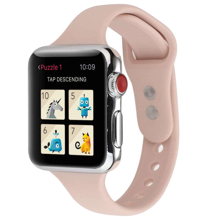 For Apple Watch Series 8&7 41mm / SE 2&6&SE&5&4 40mm / 3&2&1 38mm Thin Silicone Double Buckle Wat...