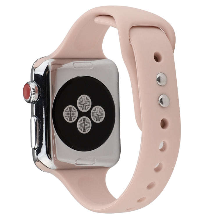 For Apple Watch Series 8&7 41mm / SE 2&6&SE&5&4 40mm / 3&2&1 38mm Thin Silicone Double Buckle Wat...