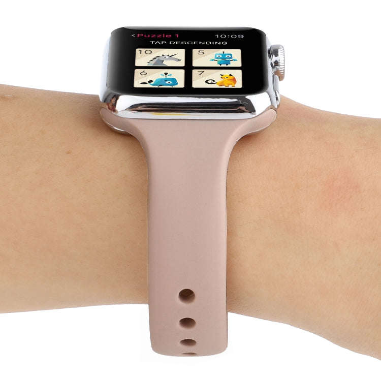 For Apple Watch Series 8&7 41mm / SE 2&6&SE&5&4 40mm / 3&2&1 38mm Thin Silicone Double Buckle Wat...