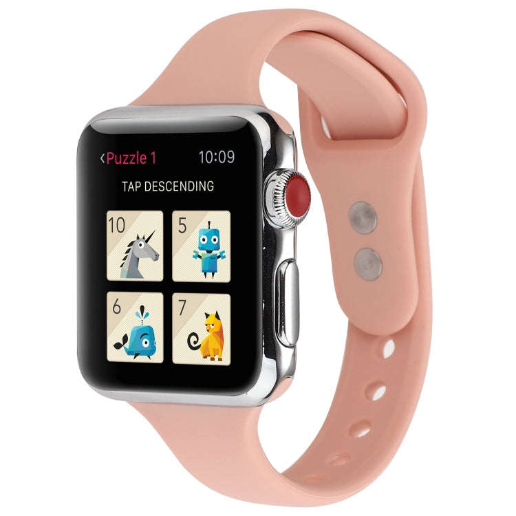 For Apple Watch Series 7 41mm / 6 & SE & 5 & 4 40mm / 3 & 2 & 1 38mm Thin Silicone Double Buckle ...