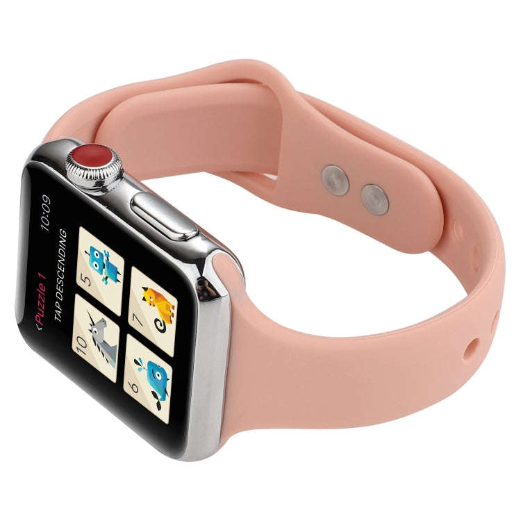 For Apple Watch Series 7 41mm / 6 & SE & 5 & 4 40mm / 3 & 2 & 1 38mm Thin Silicone Double Buckle ...