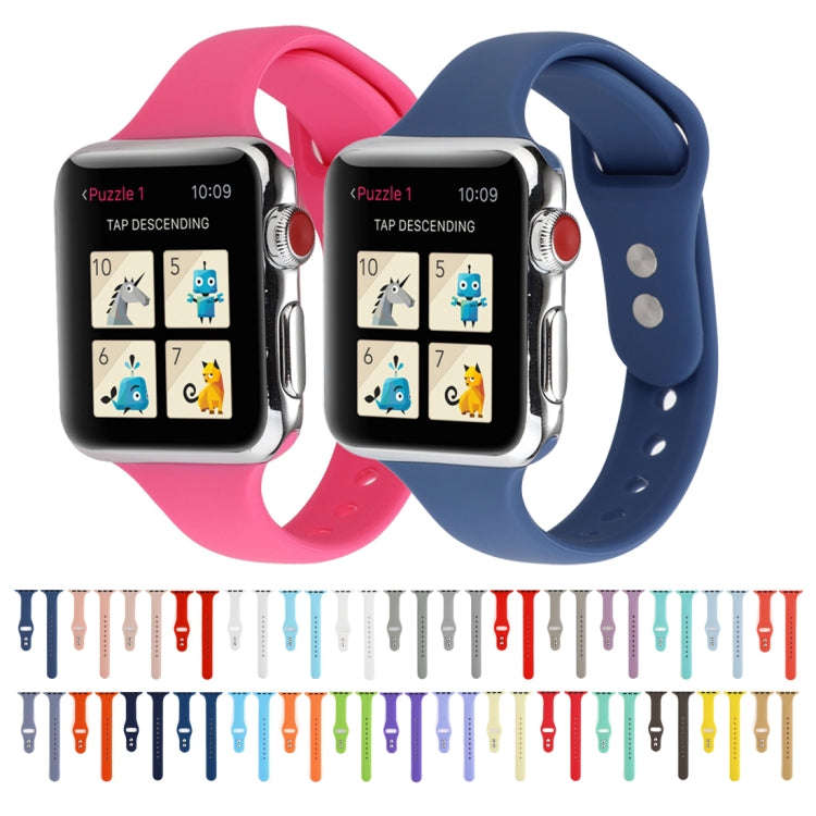 For Apple Watch Series 7 41mm / 6 & SE & 5 & 4 40mm / 3 & 2 & 1 38mm Thin Silicone Double Buckle ...