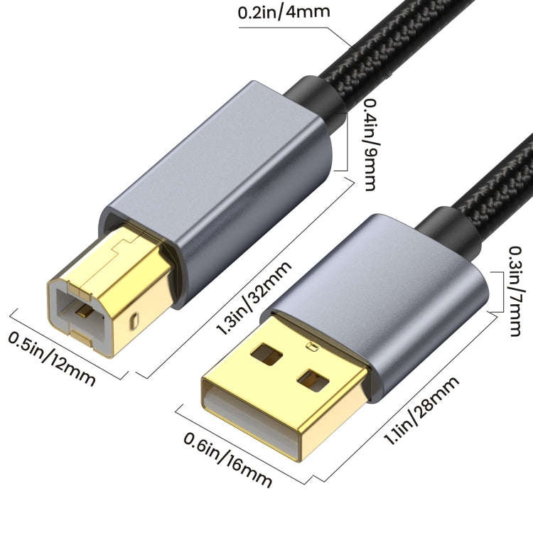 USB 2.0 A Male to B Male Square Port Printer Data Transmission Extension Cable, Length:0.3m