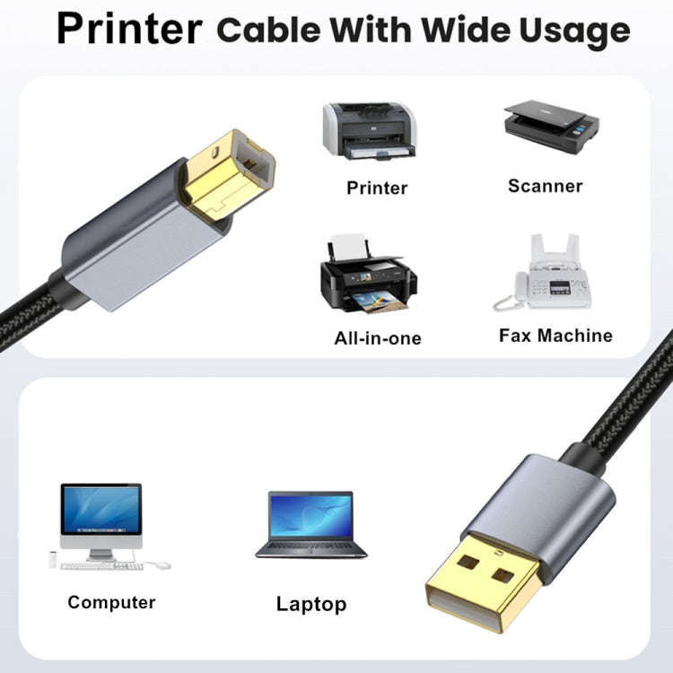 USB 2.0 A Male to B Male Square Port Printer Data Transmission Extension Cable, Length:0.3m
