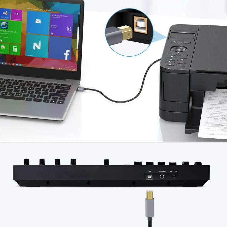 USB 2.0 A Male to B Male Square Port Printer Data Transmission Extension Cable, Length:10m