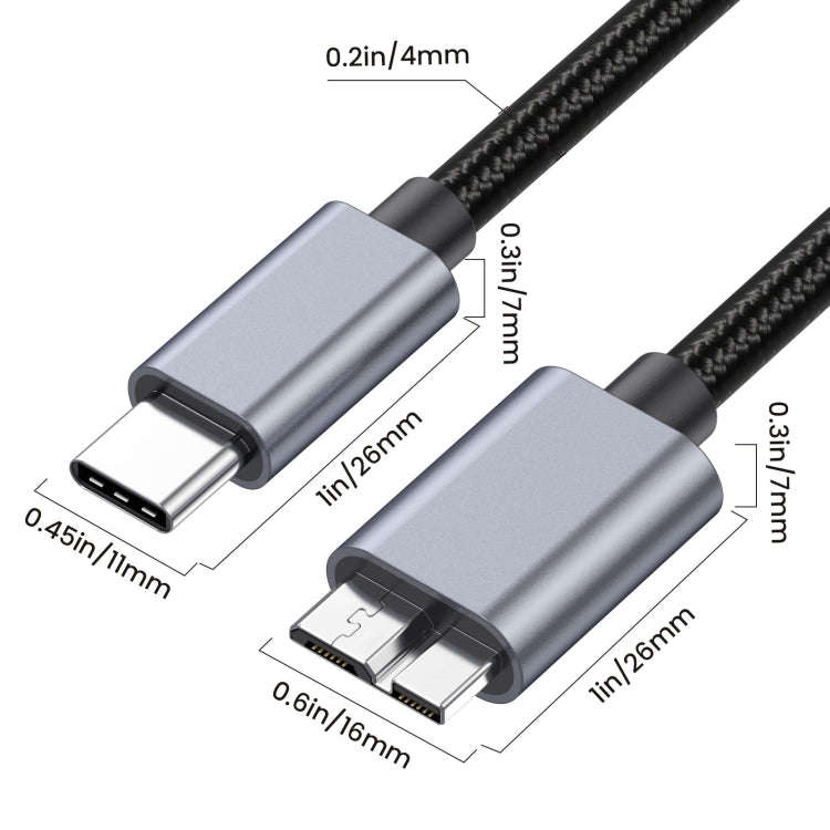 10Gbps USB-C / Type-C 3.1 to Micro B Mobile Hard Disk Adapter Cable, Length:0.5m