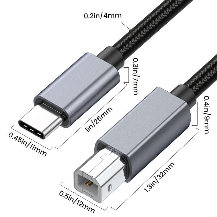 USB-C / Type-C to USB-B BM Printer MIDI Keyboard Adapter Cable, Length:0.5m