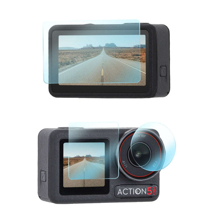 For DJI Osmo Action 5 Pro Sunnylife 3 in 1 Lens Protector Front and Rear Screen Tempered Glass Fi...