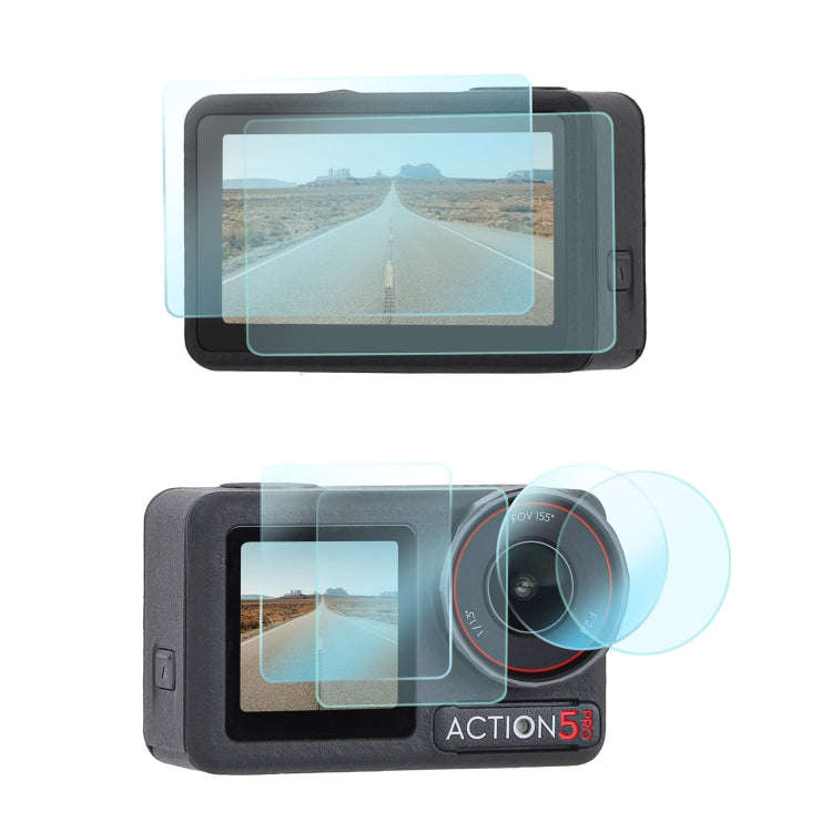 For DJI Osmo Action 5 Pro Sunnylife 3 in 1 Lens Protector Front and Rear Screen Tempered Glass Fi...