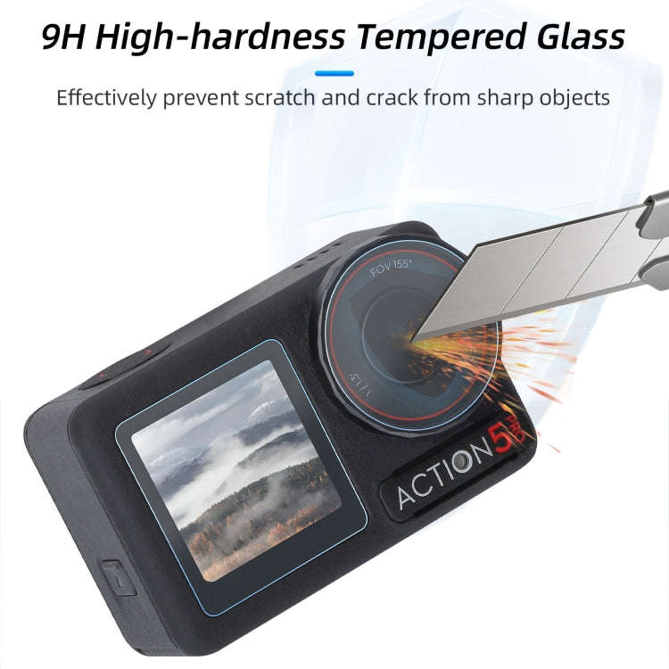 For DJI Osmo Action 5 Pro Sunnylife 3 in 1 Lens Protector Front and Rear Screen Tempered Glass Fi...