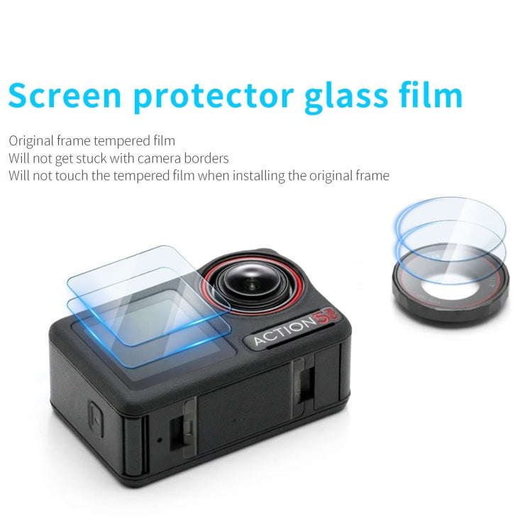 For DJI Osmo Action 5 Pro STARTRC 3 in 1 Lens Protector Front and Rear Screen Tempered Glass Film...