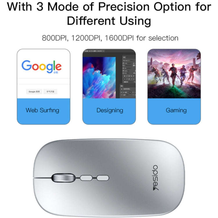 Yesido KB15 Slim 2.4G Rechargeable Wireless Optical Mouse(White)
