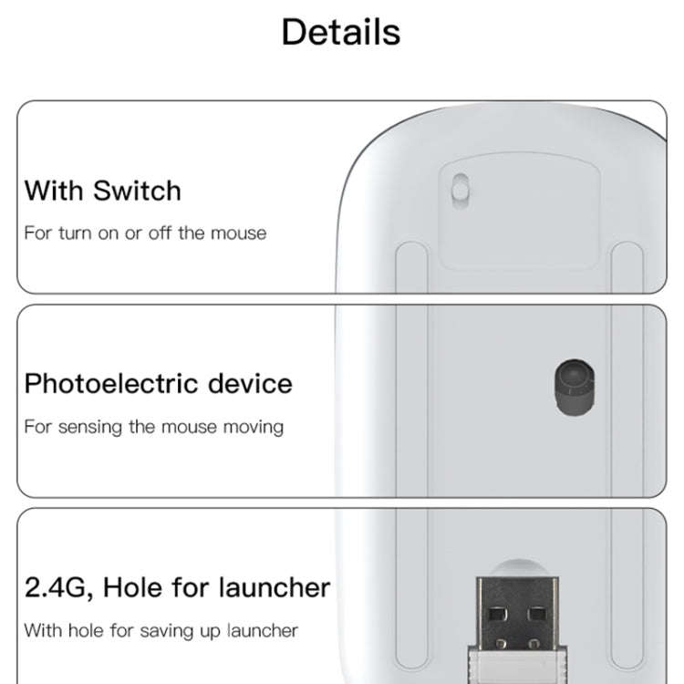 Yesido KB15 Slim 2.4G Rechargeable Wireless Optical Mouse(White)
