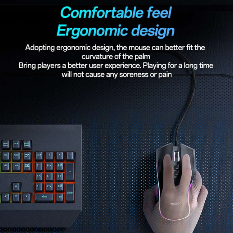 Yesido KB20 USB 7200DPI RGB Wired Mouse(Black)