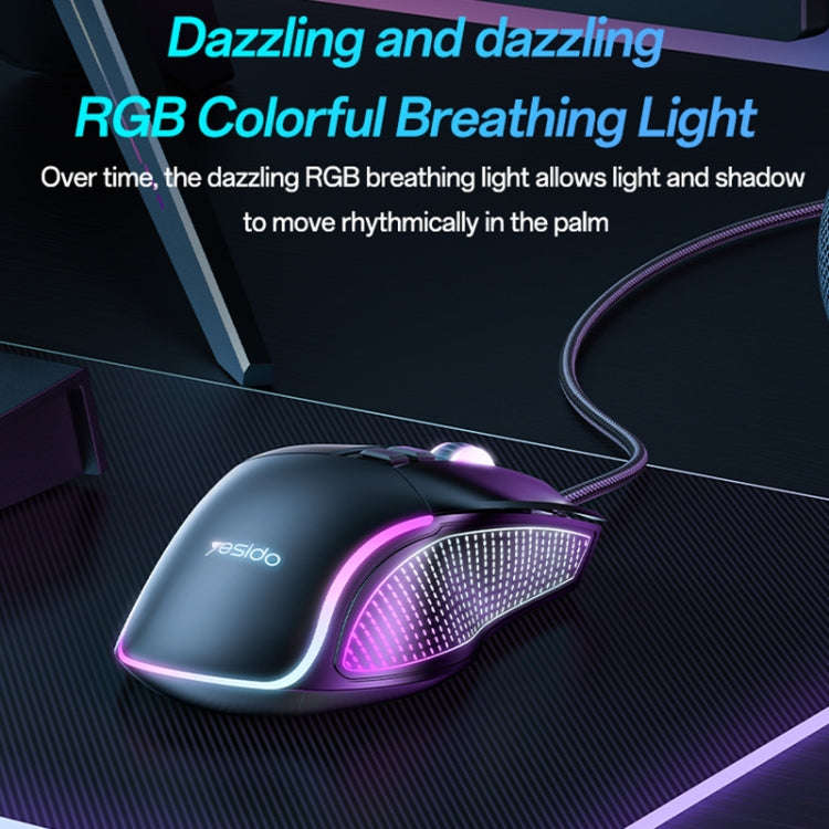 Yesido KB20 USB 7200DPI RGB Wired Mouse(Black)