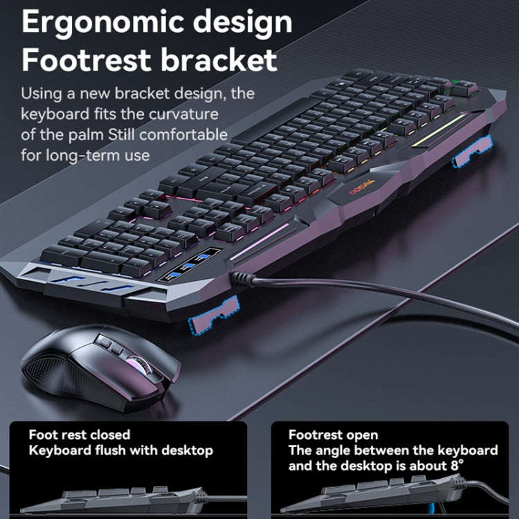 Yesido KB21 104-key 1.5m USB Wired Keyboard with Breathing Light(Black)