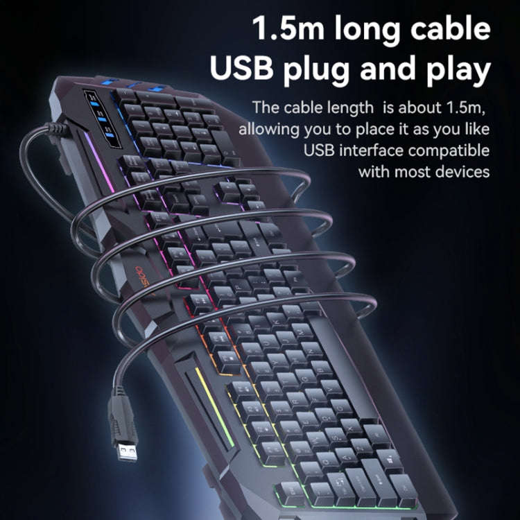 Yesido KB21 104-key 1.5m USB Wired Keyboard with Breathing Light(Black)