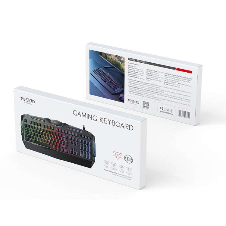 Yesido KB21 104-key 1.5m USB Wired Keyboard with Breathing Light(Black)