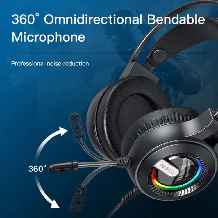 Yesido EK02 Head-mounted Gaming Wired Earphone with RGB Fixed Color Light(Black)