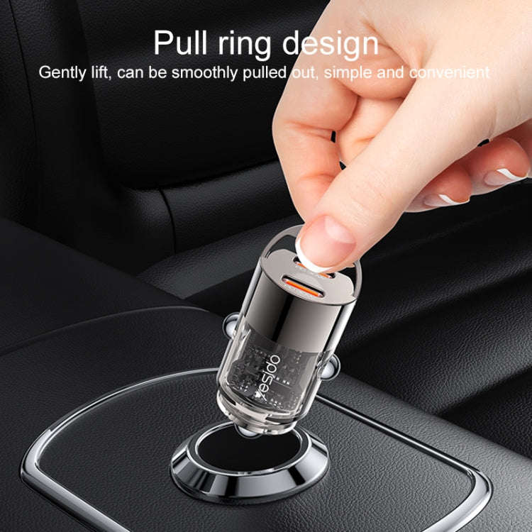 Yesido Y69 PD30W Dual USB-C / Type-C Zinc Alloy Mini Car Charger(Metal Grey)