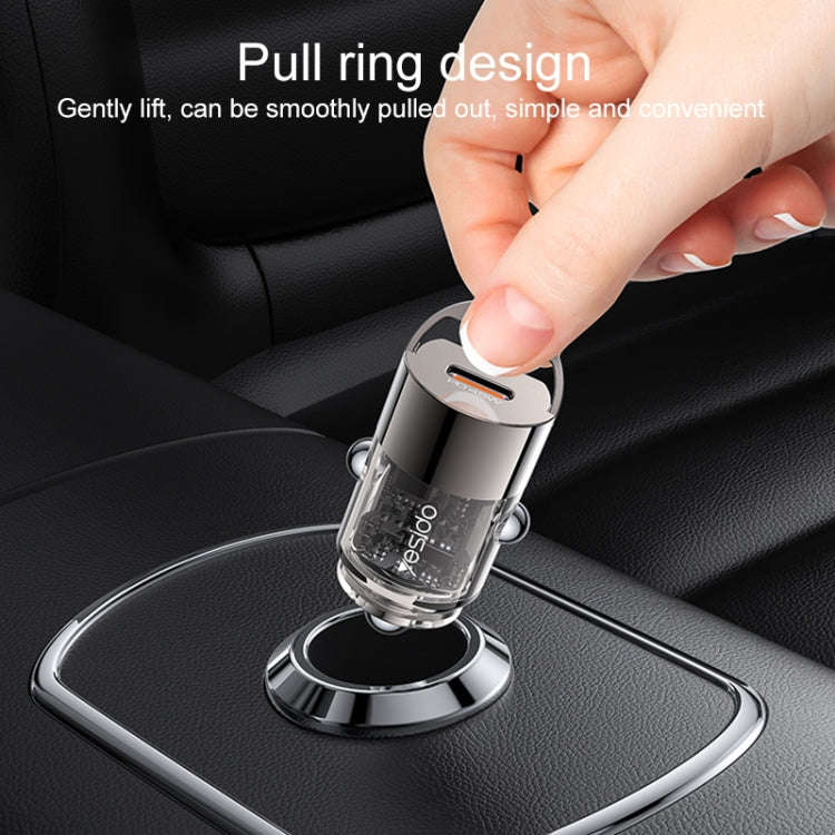 Yesido Y67 PD45W Single USB-C / Type-C Zinc Alloy Mini Car Charger(Metal Grey)