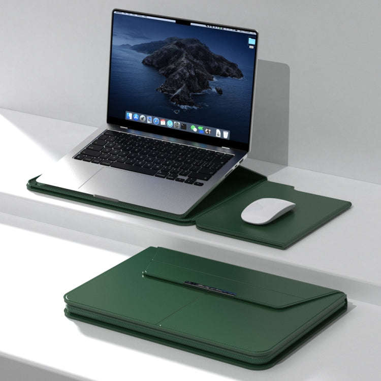 Multifunctional Laptop PU Magnetic Stand Split Liner Bag with Mouse Pad Function, Size:13-14 inch...