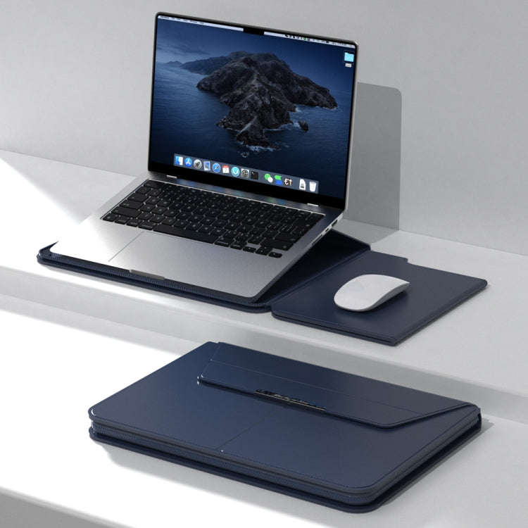 Multifunctional Laptop PU Magnetic Stand Split Liner Bag with Mouse Pad Function, Size:13-14 inch...