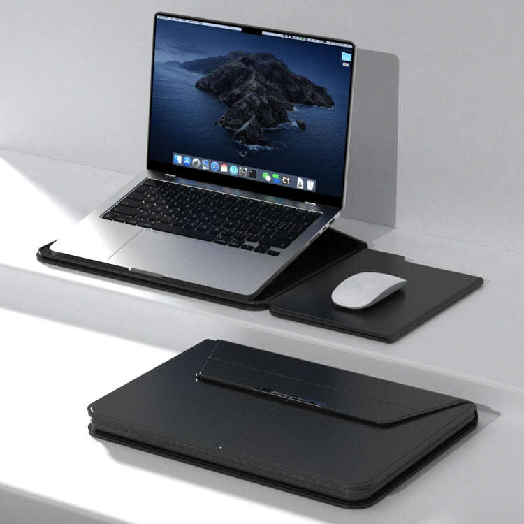 Multifunctional Laptop PU Magnetic Stand Split Liner Bag with Mouse Pad Function, Size:13-14 inch...
