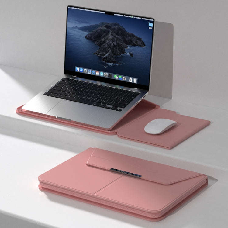 Multifunctional Laptop PU Magnetic Stand Split Liner Bag with Mouse Pad Function, Size:13-14 inch...