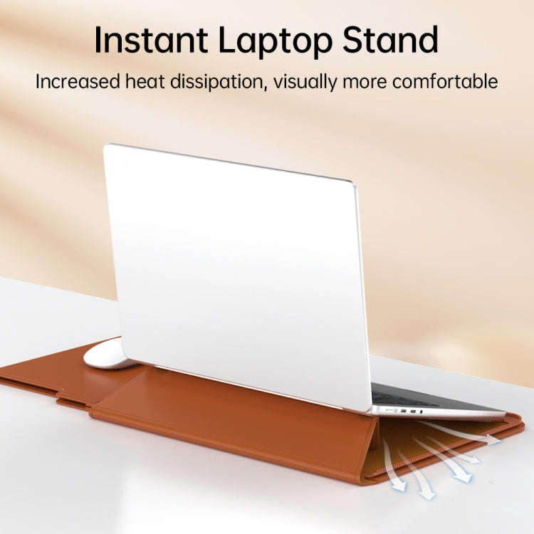 Multifunctional Laptop PU Magnetic Stand Split Liner Bag with Mouse Pad Function, Size:13-14 inch...