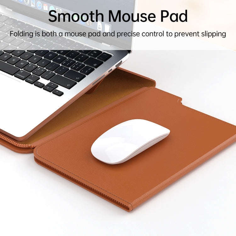 Multifunctional Laptop PU Magnetic Stand Split Liner Bag with Mouse Pad Function, Size:13-14 inch...