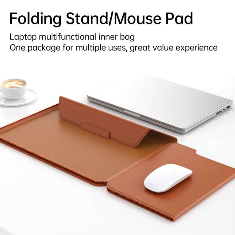 Multifunctional Laptop PU Magnetic Stand Split Liner Bag with Mouse Pad Function, Size:13-14 inch...