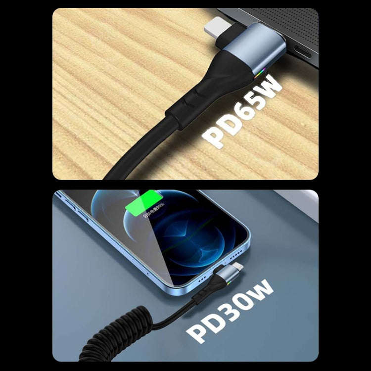 For LeadingIdeal L9 / L8 / L7 / L6 PD65W Type-C Elbow to Type-C, 8 Pin Spring Charging Cable(Black)
