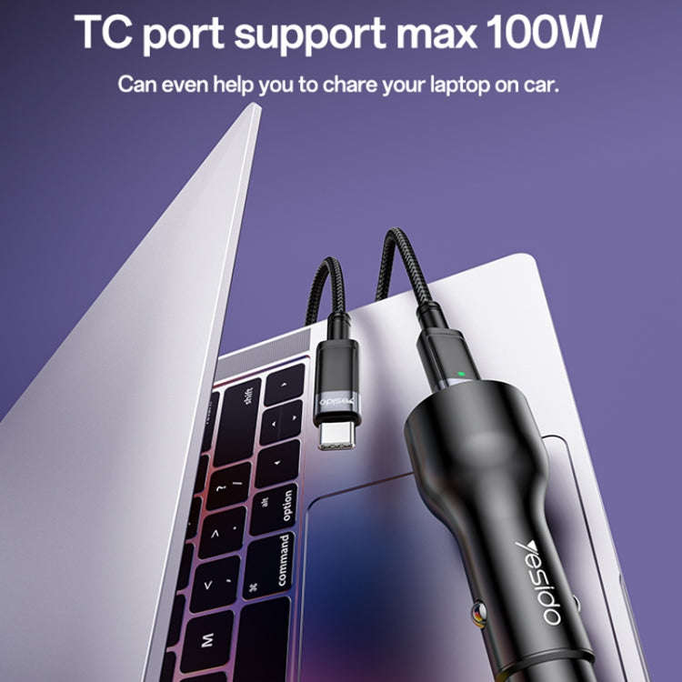 Yesido Y65 PD100W Type-C + QC18W USB Super Fast Car Charger(Black)