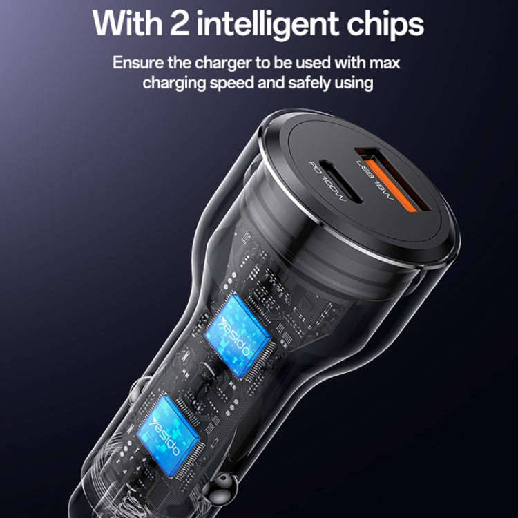 Yesido Y65 PD100W Type-C + QC18W USB Super Fast Car Charger(Black)