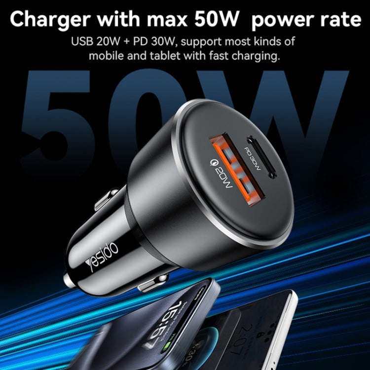 Yesido Y64 PD30W Type-C + QC20W USB Super Fast Car Charger(Black)