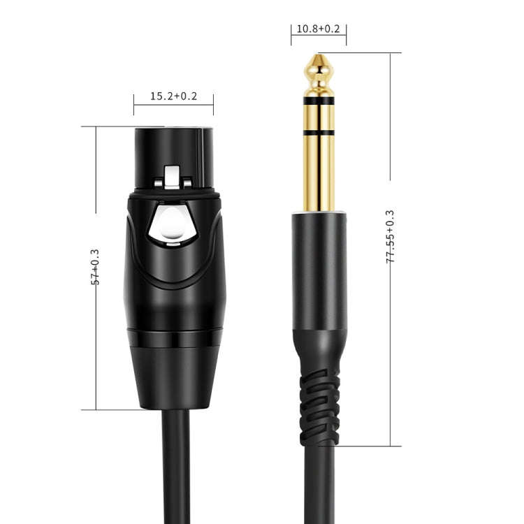 6.35mm to XRL Canon Female Dual Channel Microphone Audio Cable, Length:5m(Black)
