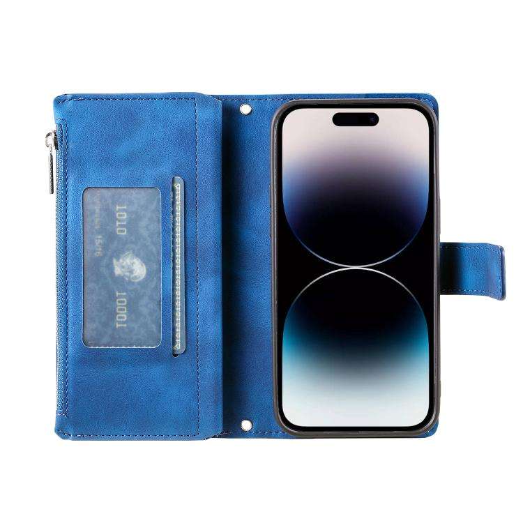 For Motorola Edge 60 Pro Multi-Card Totem Zipper Leather Phone Case(Blue)