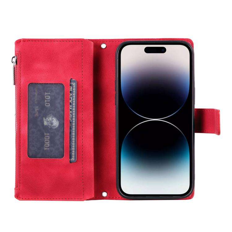 For Motorola Edge 60 Pro Multi-Card Totem Zipper Leather Phone Case(Red)