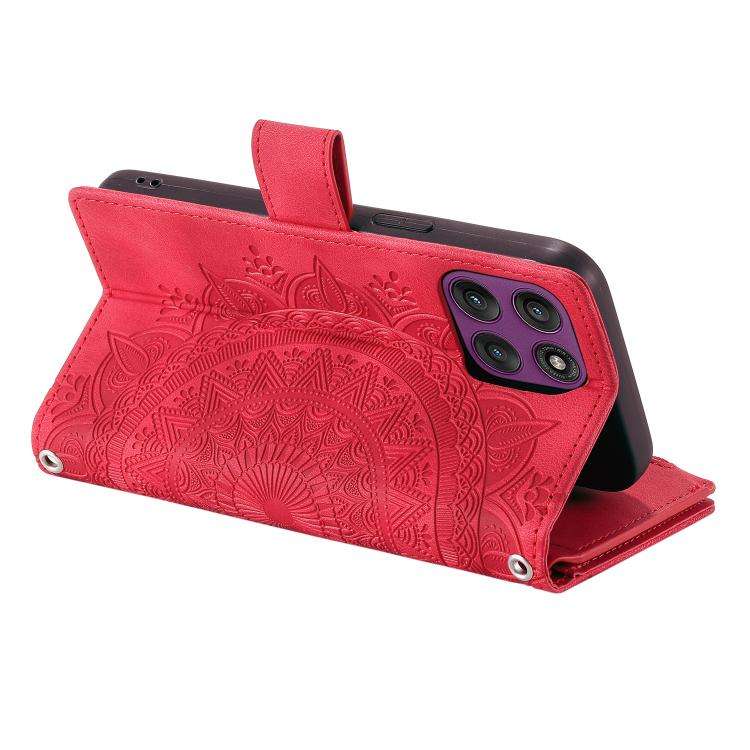 For Motorola Edge 60 Pro Multi-Card Totem Zipper Leather Phone Case(Red)