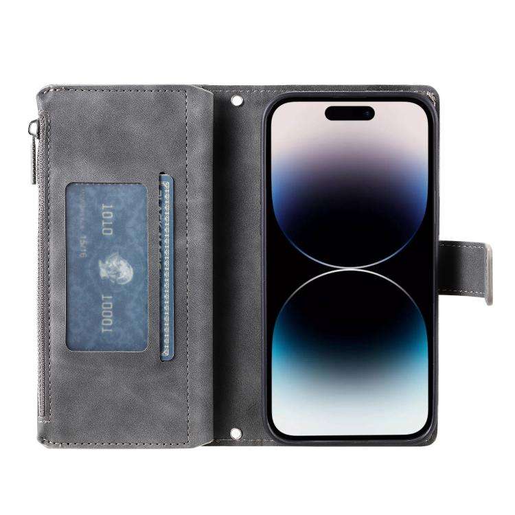 For Motorola Edge 60 Pro Multi-Card Totem Zipper Leather Phone Case(Grey)